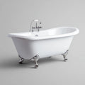 Baignoire îlot sur pieds avec robinetterie blanc chrome 170 x 75 x 72 cm acrylique ovale