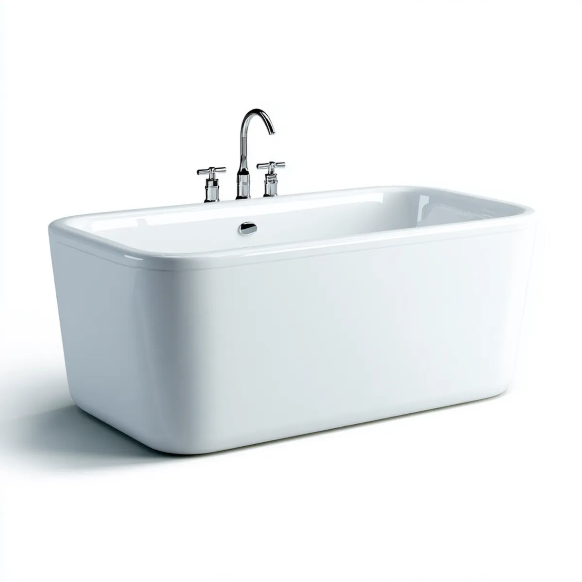 Baignoire îlot rectangulaire blanche 170 x 75 x 58 cm en acrylique sanitaire