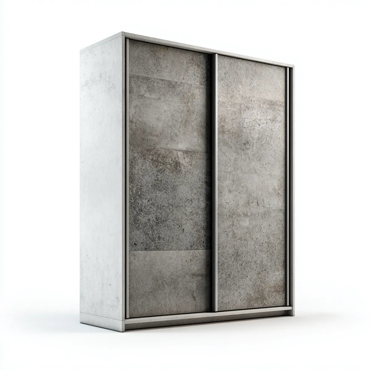 Armoire à portes coulissantes gris béton 120 x 60 x 200 cm en panneaux de particules rectangulaire