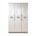 Armoire de chambre blanche brillante à 6 portes en MDF 120 x 50 x 200 cm