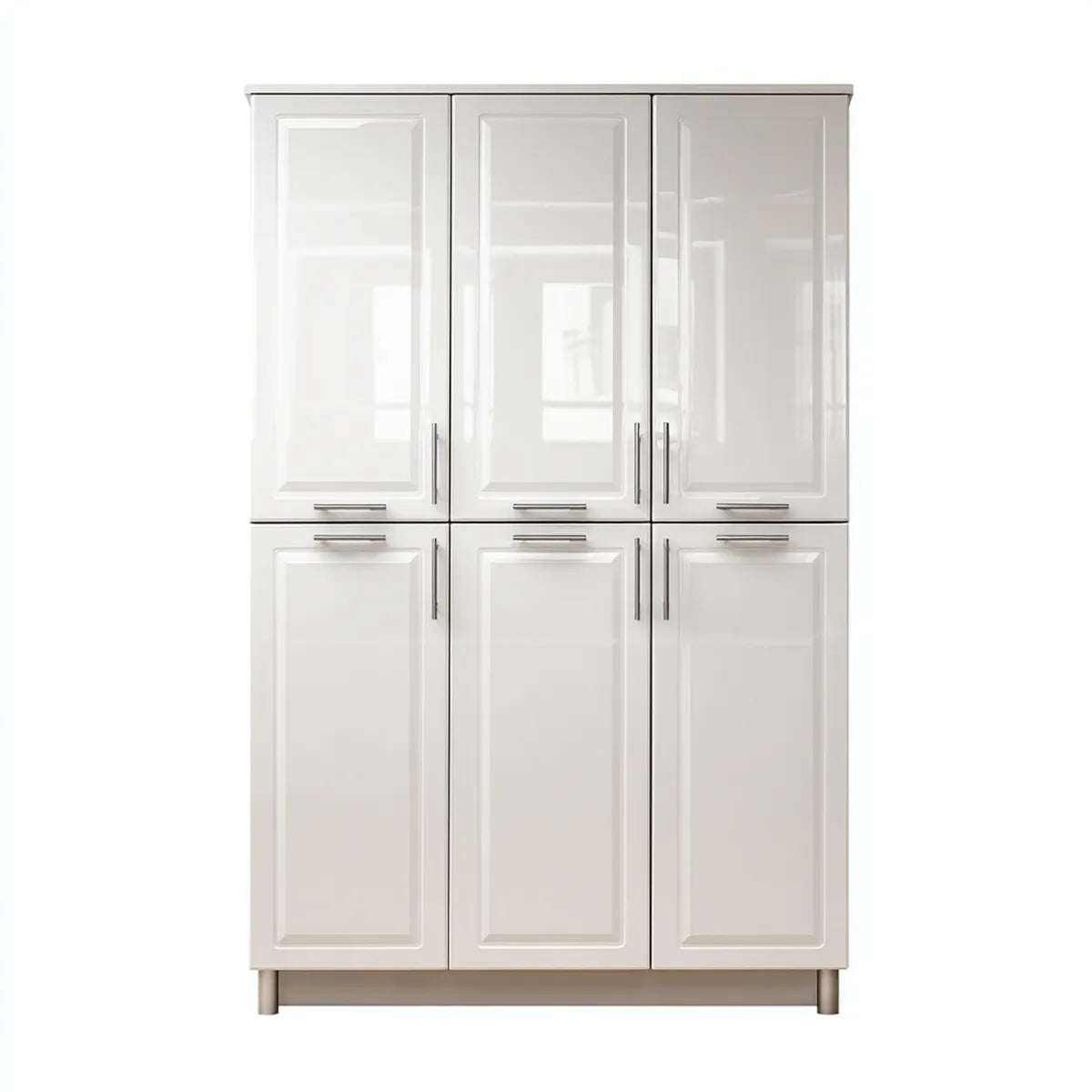 Armoire de chambre blanche brillante à 6 portes en MDF 120 x 50 x 200 cm