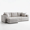 Canapé d’angle 4 places gris clair avec méridienne gauche en polyester 290 x 170 x 85 cm