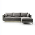 Canapé d’angle droit 3 places gris en polyester avec méridienne 260 x 160 x 85 cm