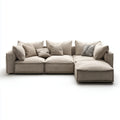 Canapé d’angle 3 places avec méridienne droite beige en polyester 280 x 170 x 85 cm