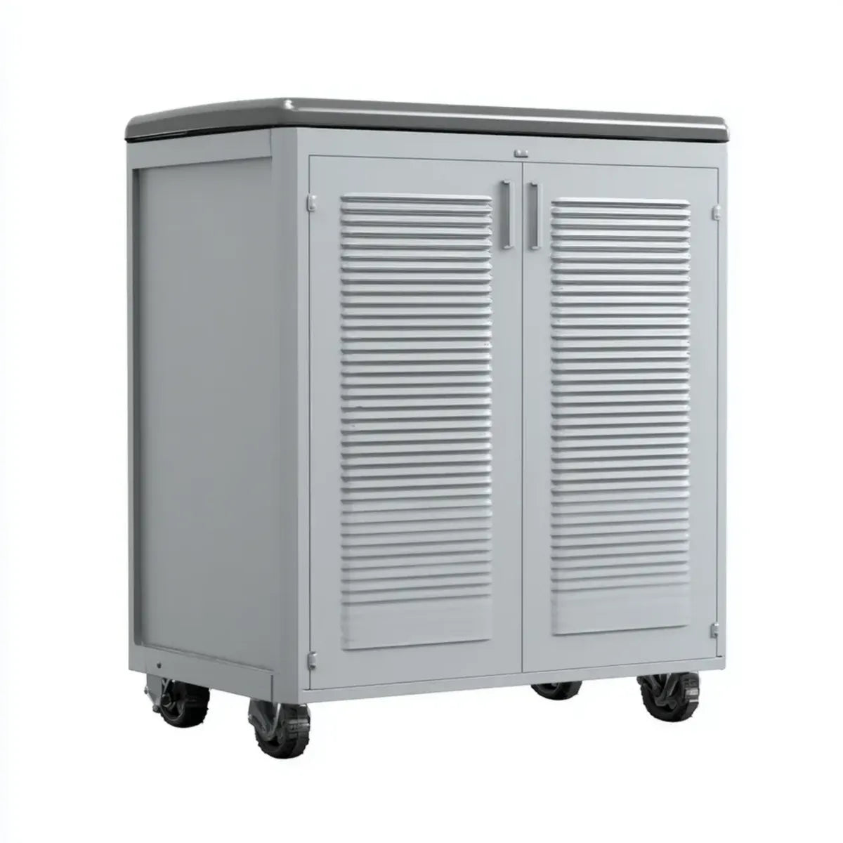 Armoire de rangement mobile grise 80 x 40 x 90 cm en acier laminé à froid rectangulaire avec 2 portes