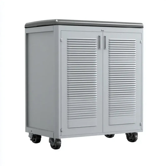 Armoire de rangement mobile grise 80 x 40 x 90 cm en acier laminé à froid rectangulaire avec 2 portes