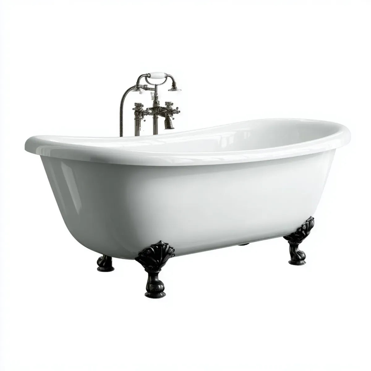 Baignoire îlot blanche en acrylique 170 x 75 x 74 cm ovale sur pieds noirs