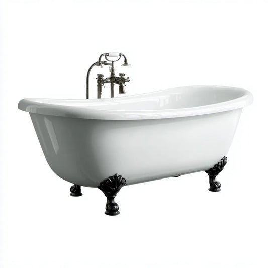 Baignoire îlot blanche en acrylique 170 x 75 x 74 cm ovale sur pieds noirs