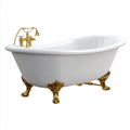 Baignoire îlot ovale blanche 170 x 75 x 75 cm en acrylique sanitaire avec pieds dorés