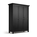 Armoire de chambre 3 portes noire rectangulaire 150 x 55 x 200 cm en panneaux MDF