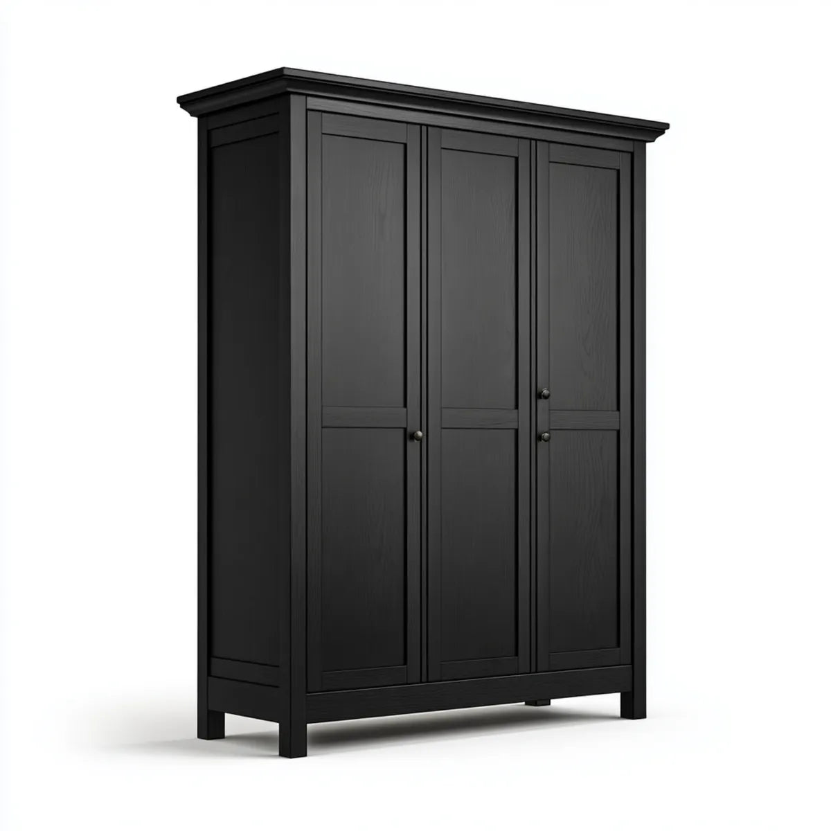 Armoire de chambre 3 portes noire rectangulaire 150 x 55 x 200 cm en panneaux MDF