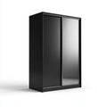 Armoire de chambre noire à 2 portes coulissantes miroir 120 x 60 x 200 cm en panneaux de particules mélaminés