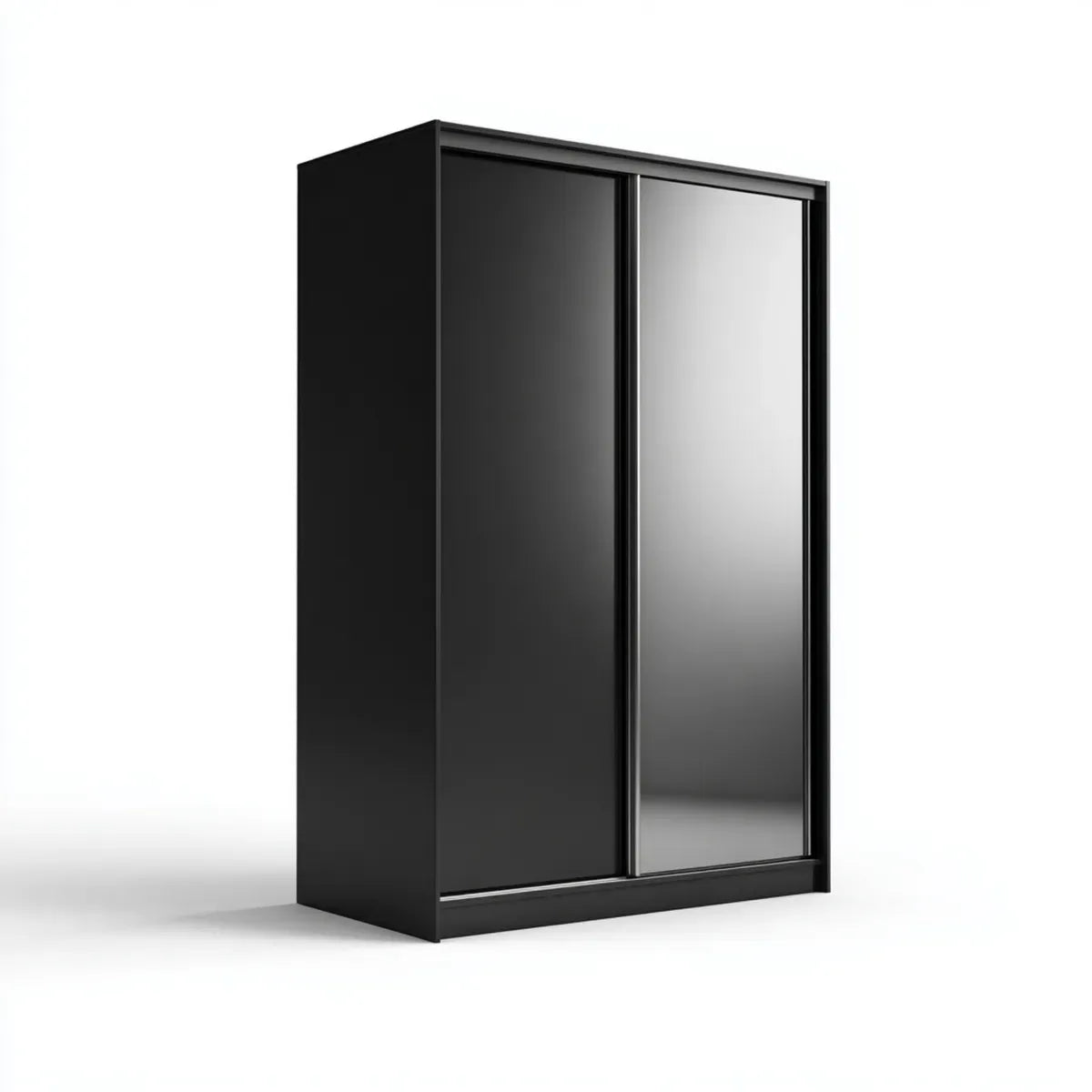 Armoire de chambre noire à 2 portes coulissantes miroir 120 x 60 x 200 cm en panneaux de particules mélaminés
