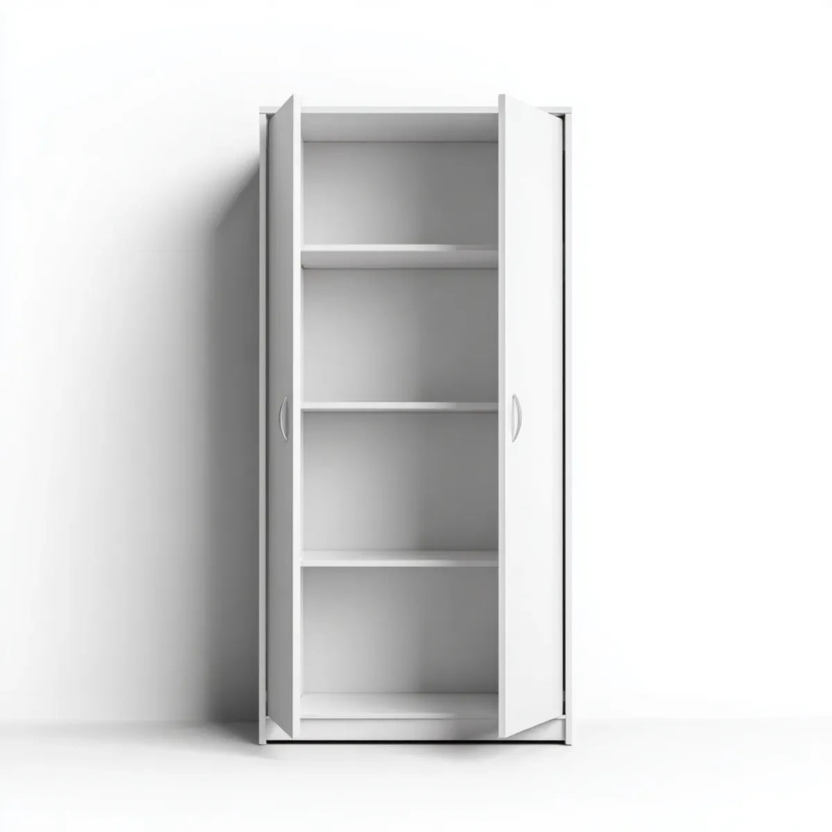 Armoire de rangement blanche à 2 portes en panneaux de particules mélaminés rectangulaire 80 x 40 x 180 cm