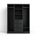 Armoire penderie ouverte noire rectangulaire en panneaux de particules 180 x 50 x 200 cm