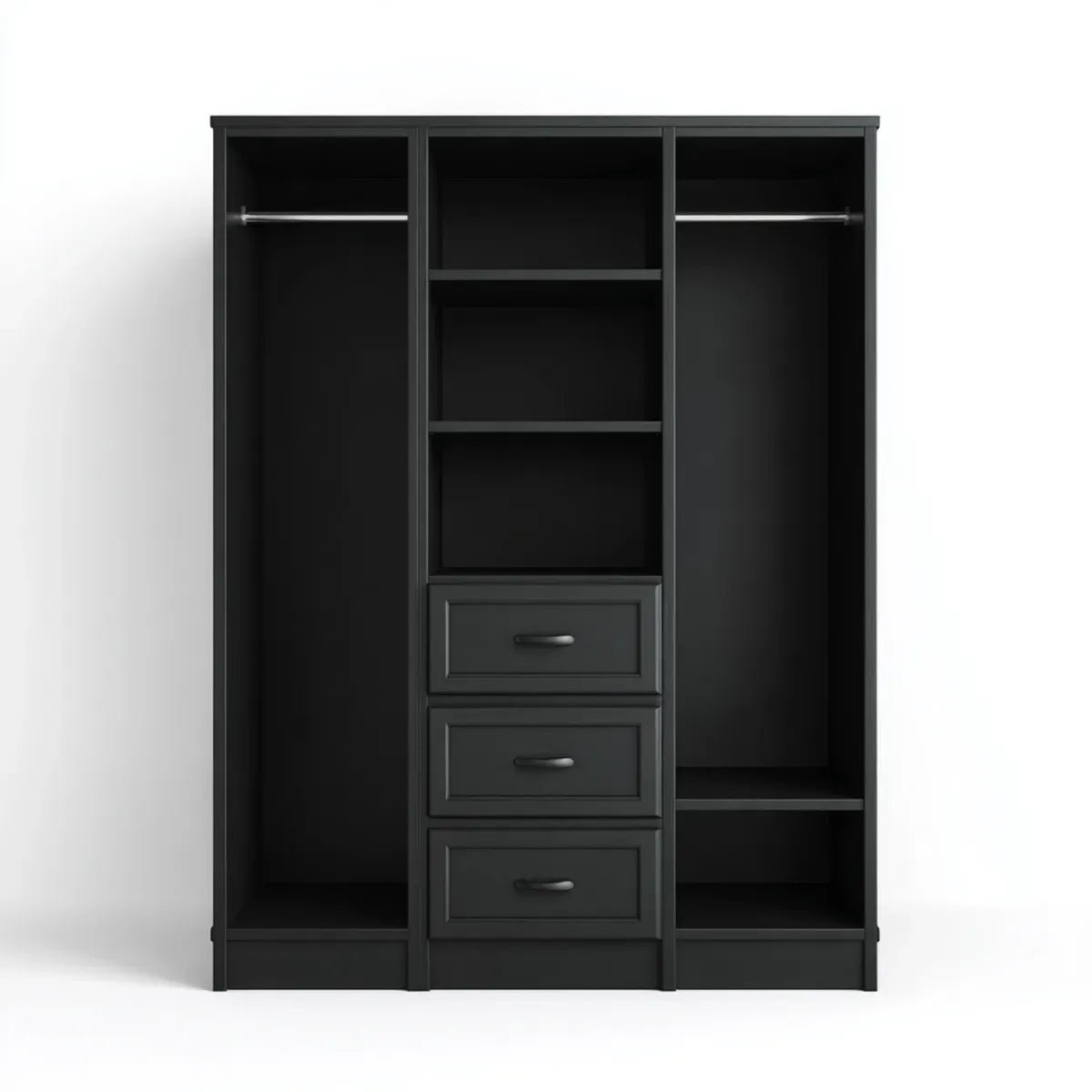 Armoire penderie ouverte noire rectangulaire en panneaux de particules 180 x 50 x 200 cm