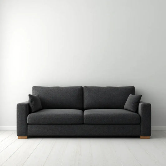 Canapé droit 3 places gris anthracite 210 x 90 x 85 cm en polyester avec pieds en bois massif