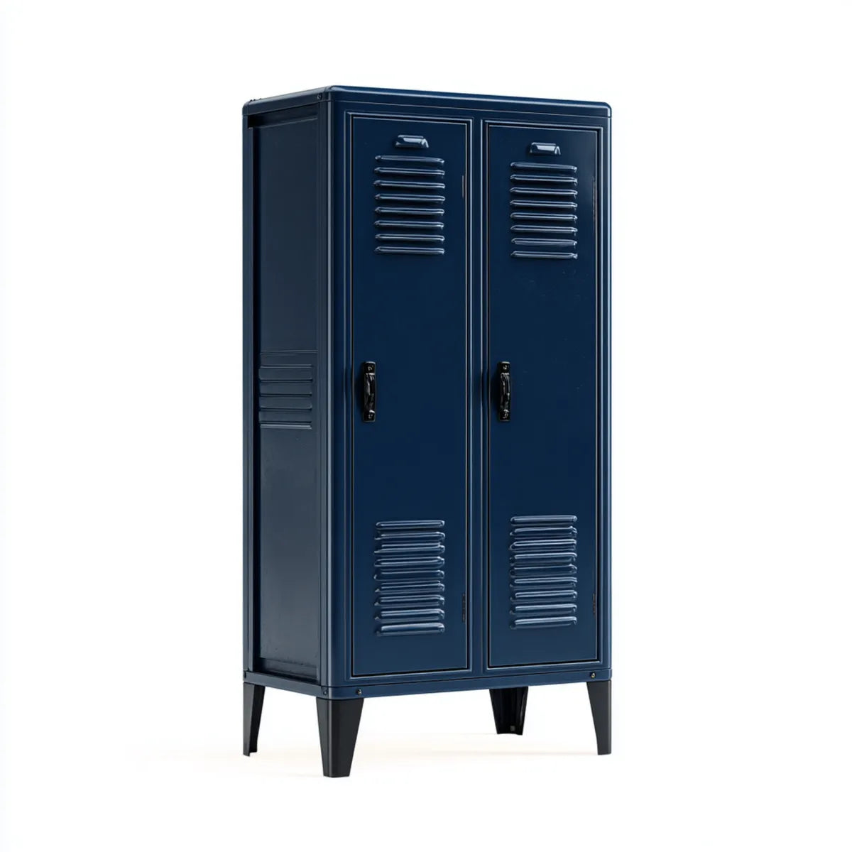 Armoire de rangement à 2 portes bleu marine en acier 80 x 40 x 180 cm rectangulaire