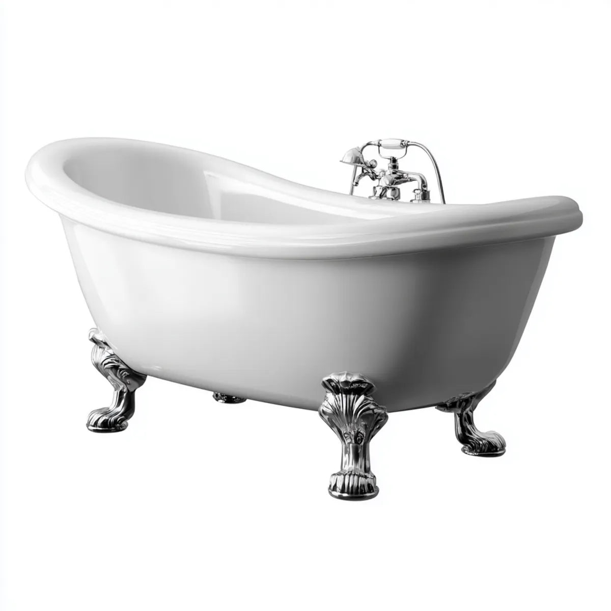 Baignoire îlot sur pieds blanche 170 x 80 x 73 cm en acrylique ovale