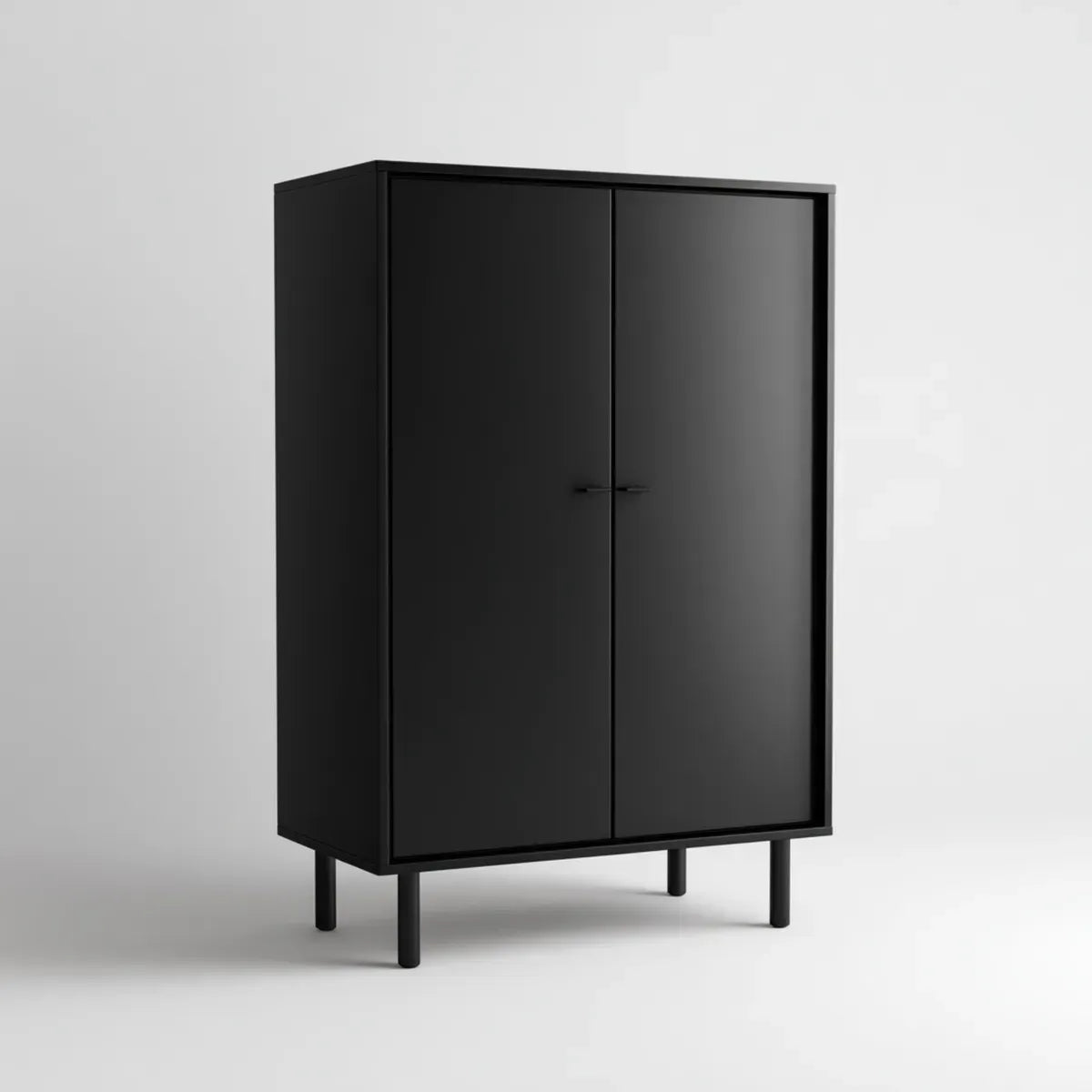Armoire de rangement en acier noir rectangulaire à 2 portes 80 x 40 x 120 cm
