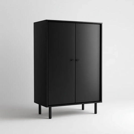 Armoire de rangement en acier noir rectangulaire à 2 portes 80 x 40 x 120 cm
