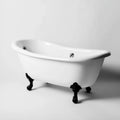 Baignoire îlot sur pieds blanc et noir en acrylique sanitaire ovale 170 x 75 x 75 cm